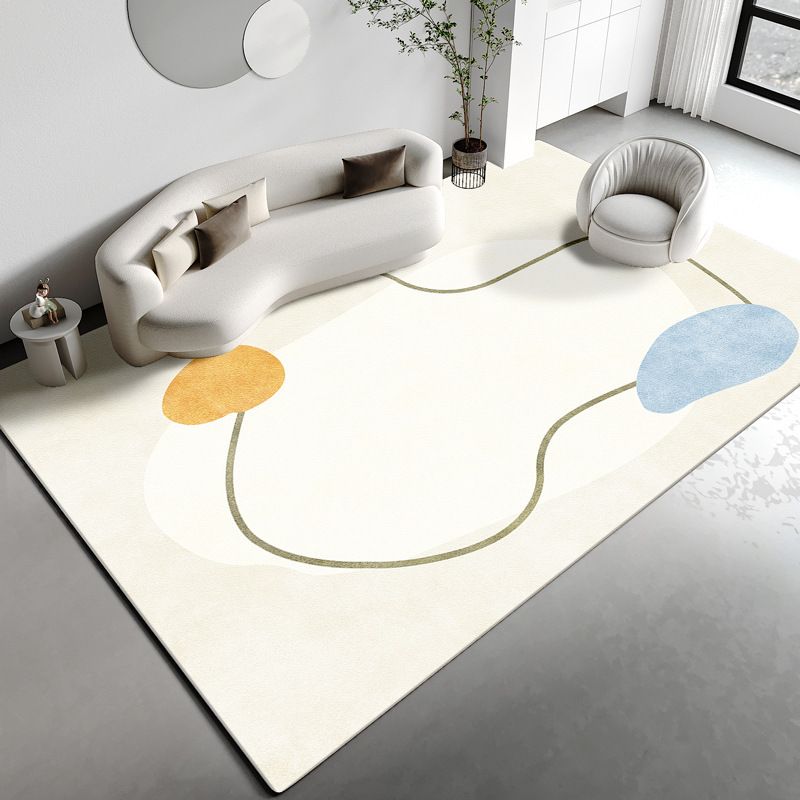 Nordic Color Block Area Carpet Polyester Indoor Rug Non-Slip Backing Rug for Living Room