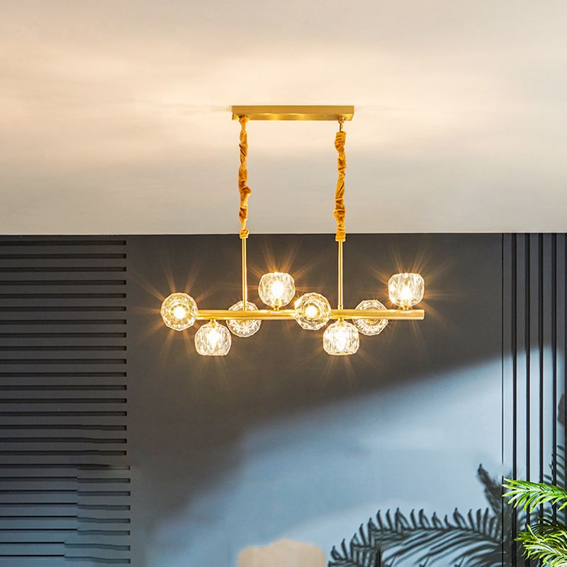 Crystal Round Shape Chandelier Light Modern Multi Lights Chandelier Light Fixture in Gold