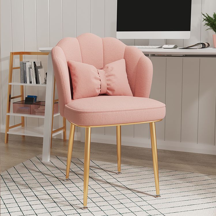 Glam Dining Room Chair 16.5'' Wide Solid Back Chair with 4 Metal Legs for Home Use