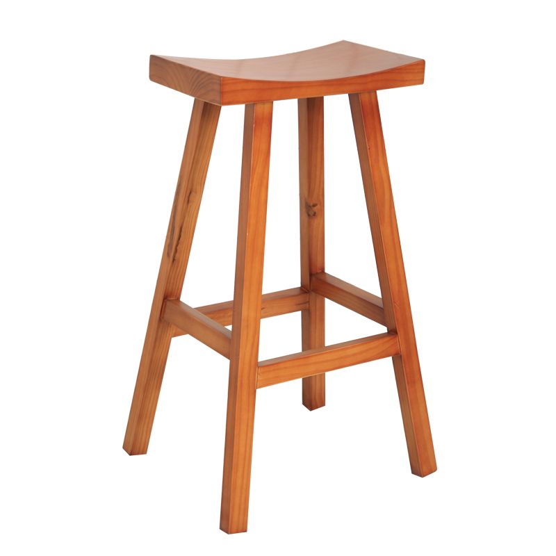 Industrial Solid Wood Bar Stool Backless Counter Stool for Outdoor