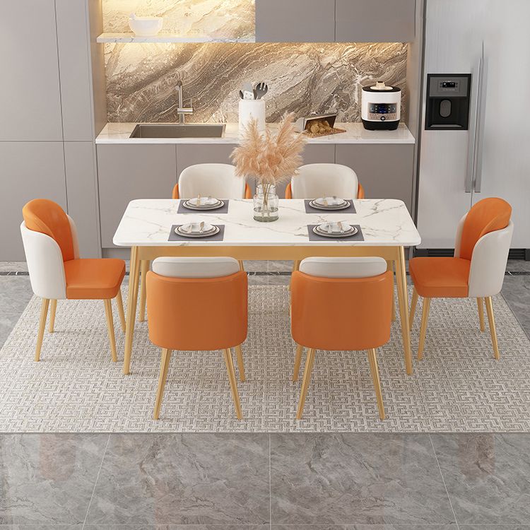 Traditional Luxury Dining Table Sintered Stone Dining Table with Metal Base