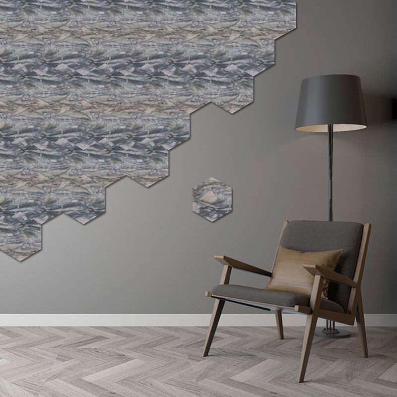 Grey Marble Effect Wallpaper Panel Set Peel and Paste Wall Covering for Living Room