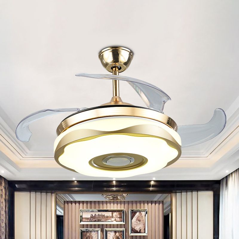 Einfachheit Blume 4 Klingen Halbmontage Licht Acryl Wohnzimmer LED Deckenventilator, 19 "breit