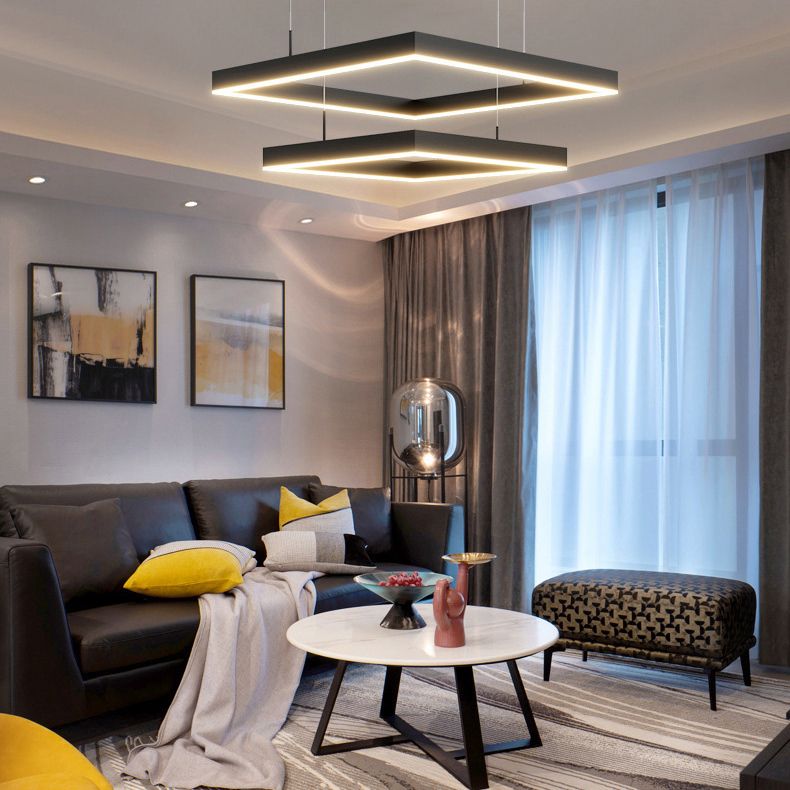 Luz de lámparas de lámparas de araña cuadradas de dos niveles simples de dos niveles