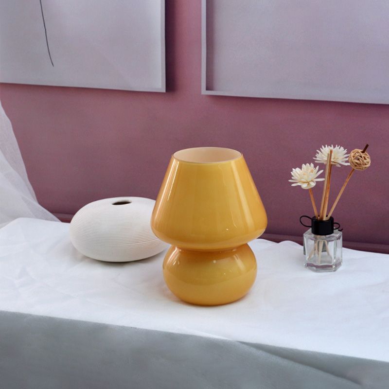 5.9" Wide Mushroom Shaped Mini Table Lamp Modern Style Glass Nightstand Light for Bedroom