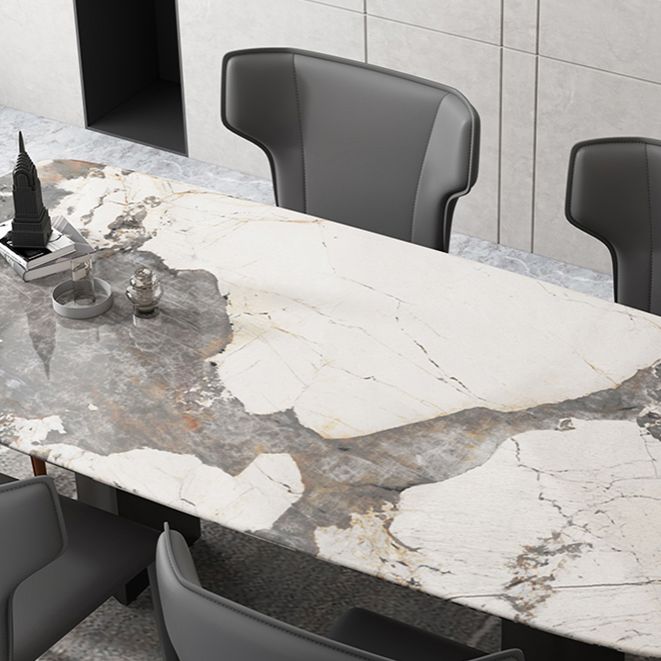 Modern Rectangle Dinette Set 1/4/5/7 Pieces Sintered Stone Top Dining Table Set