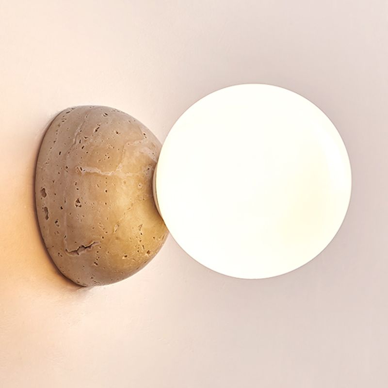 Modern Style Wall Lamp Stone Wall Mount Lamp with Glass Shade for Bedroom