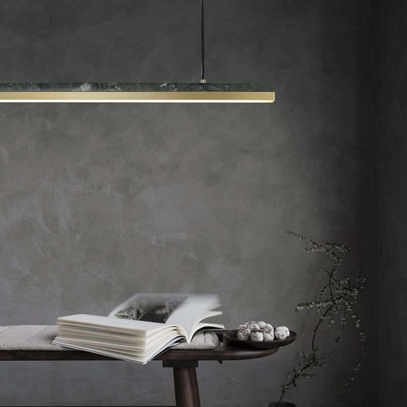 Modern Style Linear Shape Island Light Metal 1 Light Island Lighting in Gold