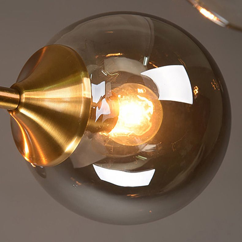 Moderne artistieke globe-plafondlamp, gelakt ijzer, semi-inbouw met glazen kap