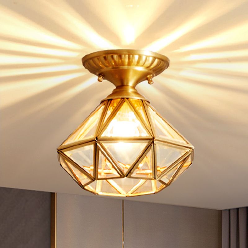 Plafonnier encastré en verre, éclairage de plafond classique en or pour le salon