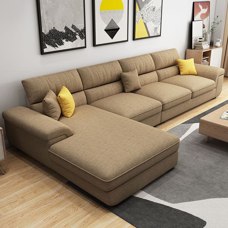 Nordic Cushions Stationary Fabric Living Room Recessed Arm Sofa