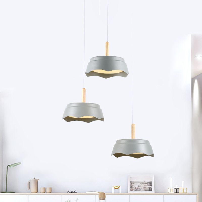 Drum Living Sala Suspension Pendse Metal 3 luces Modernismo Luz de techo colgante