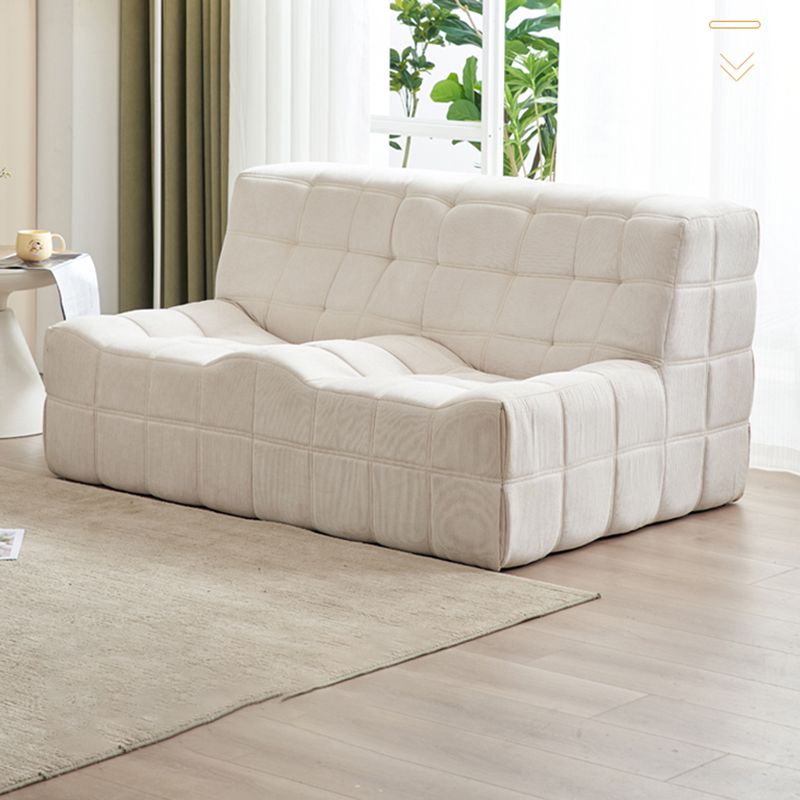 Scandinavian Corduroy Armless Sofa Minimalist 59" Wide Loveseat