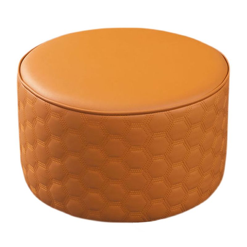 Stylish PU Ottoman Solid Color Water Resistant Round Footstool Ottoman
