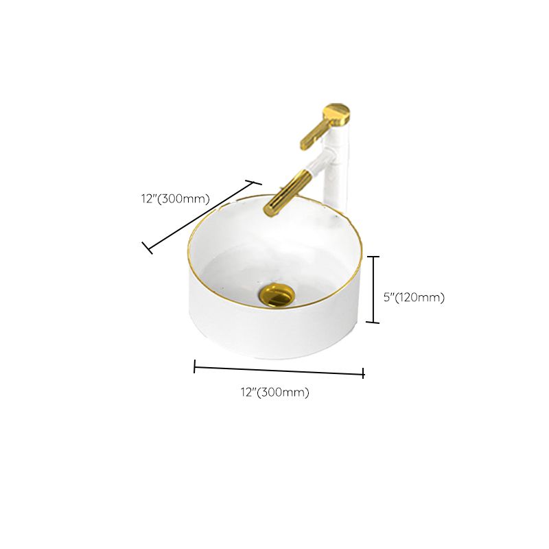 Traditional Vessel Sink Rectangular Porcelain with Overflow And Drain Assembly Wash Stand