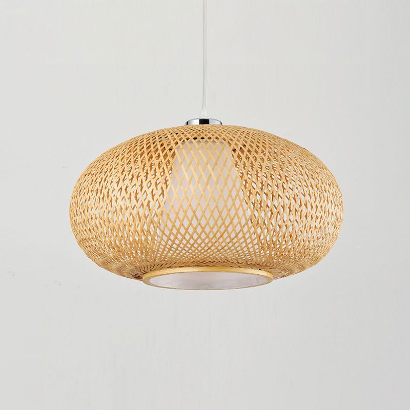 Abgerundete Trommelbambus -Federbeleuchtung minimalistischer 1 Kopfholzheiztdecke Deckenleuchte