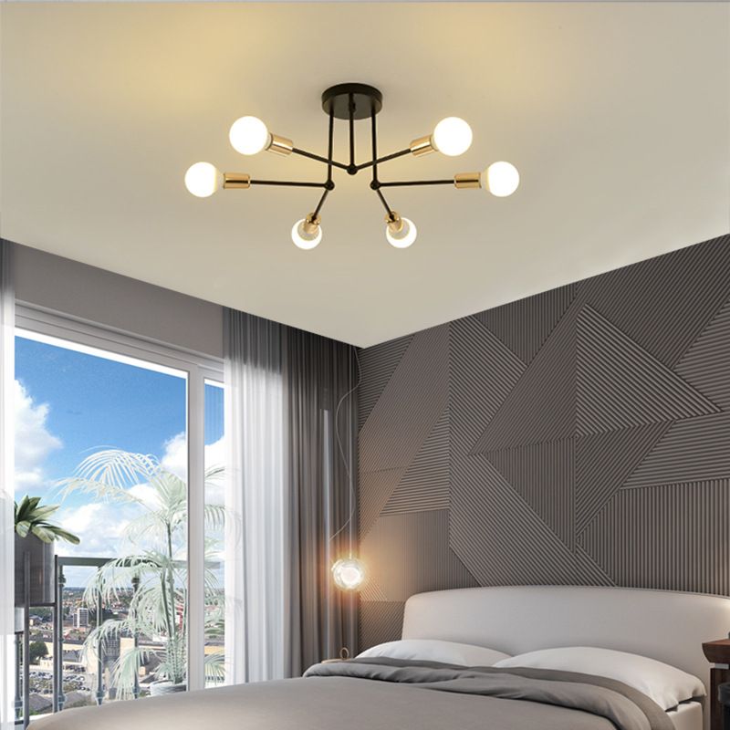 Metal Sputnik Shade Flush Ceiling Light Modern Multi-Lights Flush Mount Fixture