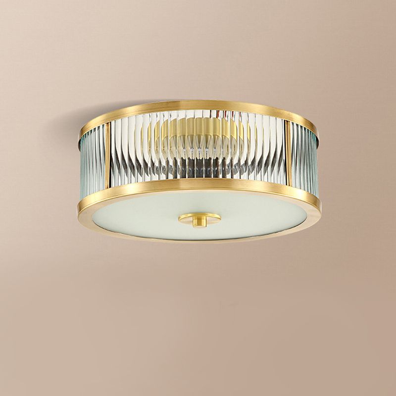 Verre Brass Flush Mount in Colonical Classic Style Copper Circulaire Ceiling Light for Living Room