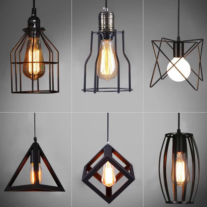 1 licht gekooide hangende verlichtingsarmaturen retro industriële stijl metallic hangende hanglampen voor bar