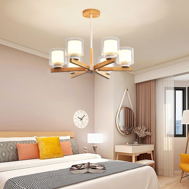 Lampade per lampadario moderno cilindri kit di luce sospesa in legno per soggiorno