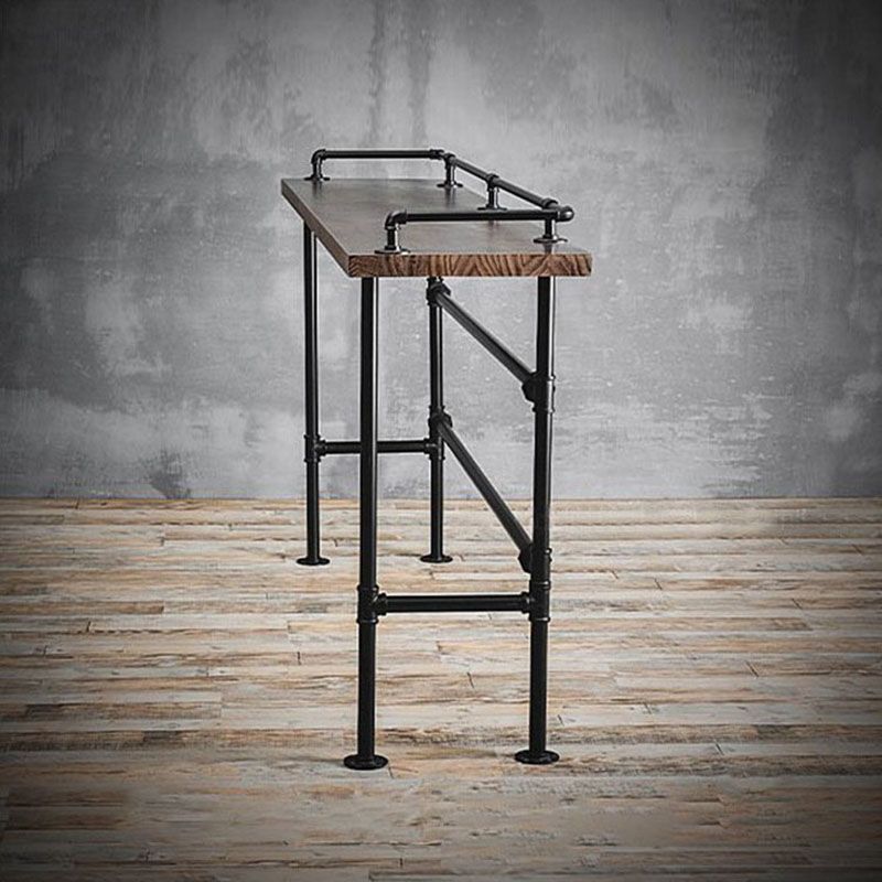 Rectangle Wood Top Counter Table 42-inch Height Industrial Style Bar Table
