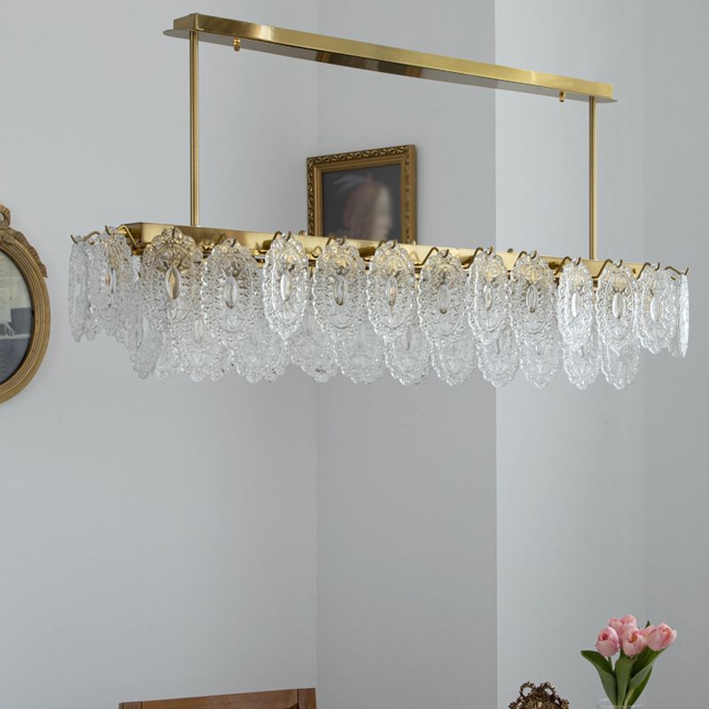 Metal Linear Island Pendant Lights Modern Style Glass Pendant Lighting for Kitchen Island