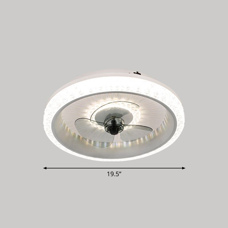 19,5 "breit runde LED-Semi-Flush-Leicht-Makryl-Esszimmer 3-Blatt Deckenventilator, Fernbedienung