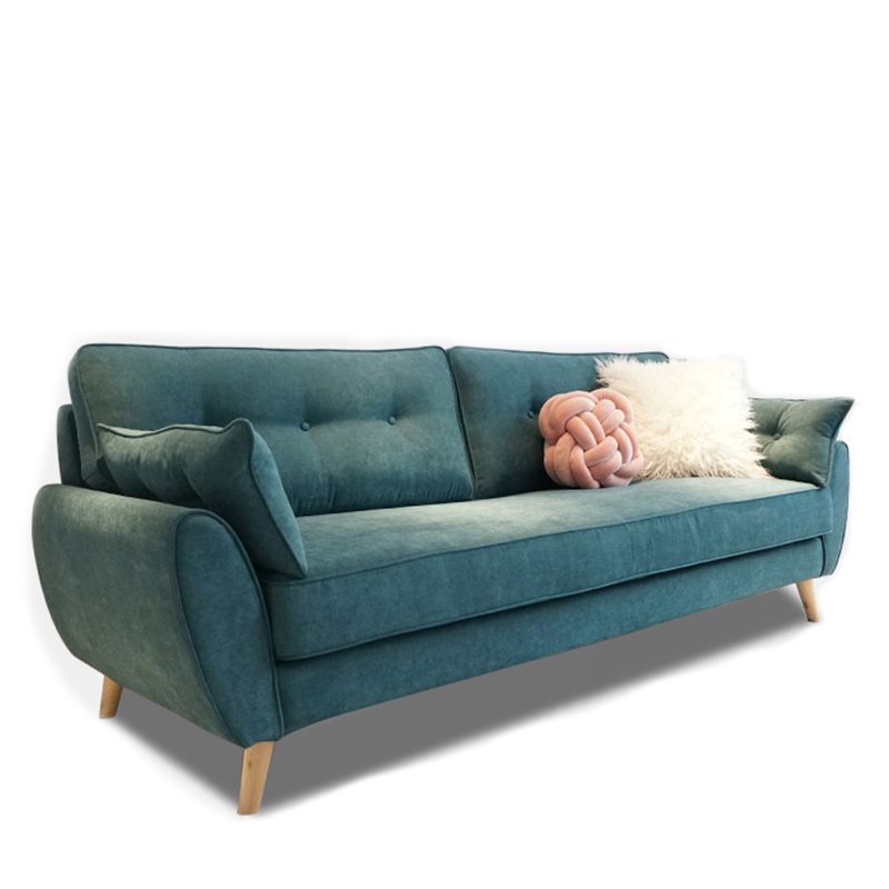 Loose Back Linen Square Arm Sofa with slipcovered Hair Pin Legs Settee