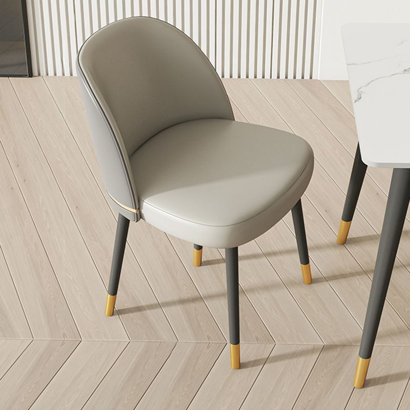 Glam Armless Dining Chairs Faux Leather Home Dining Side Chair