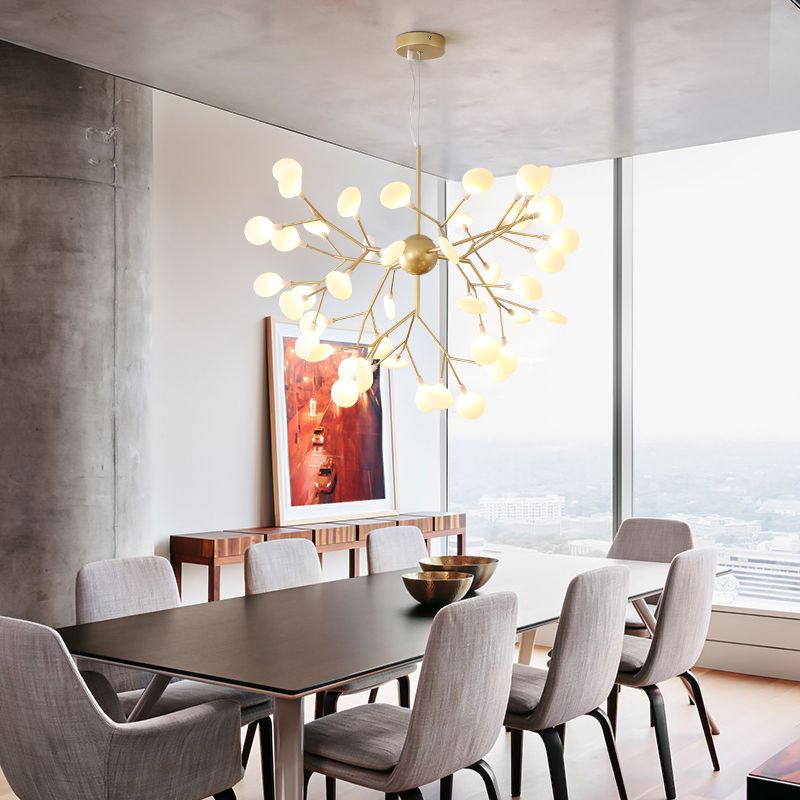 Modern Creative Firefly Hanging Lamp Wrought Iron Indoor Pendant Light with Acrylic Shade