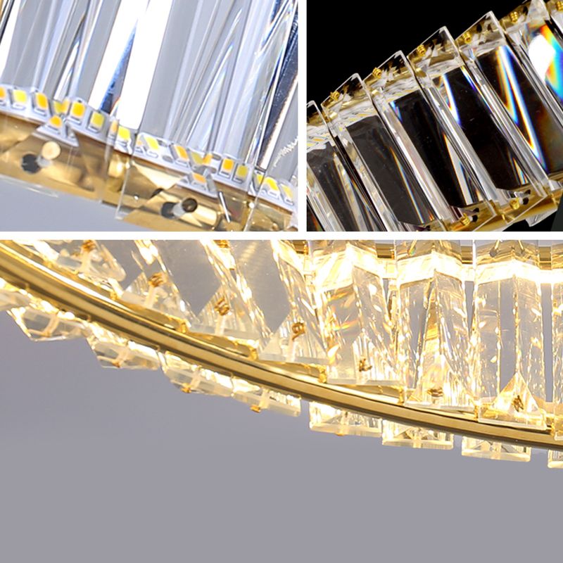 Contemporary Style Ceiling Lighting Ring Crystal in Gold LED Ceiling Fixture