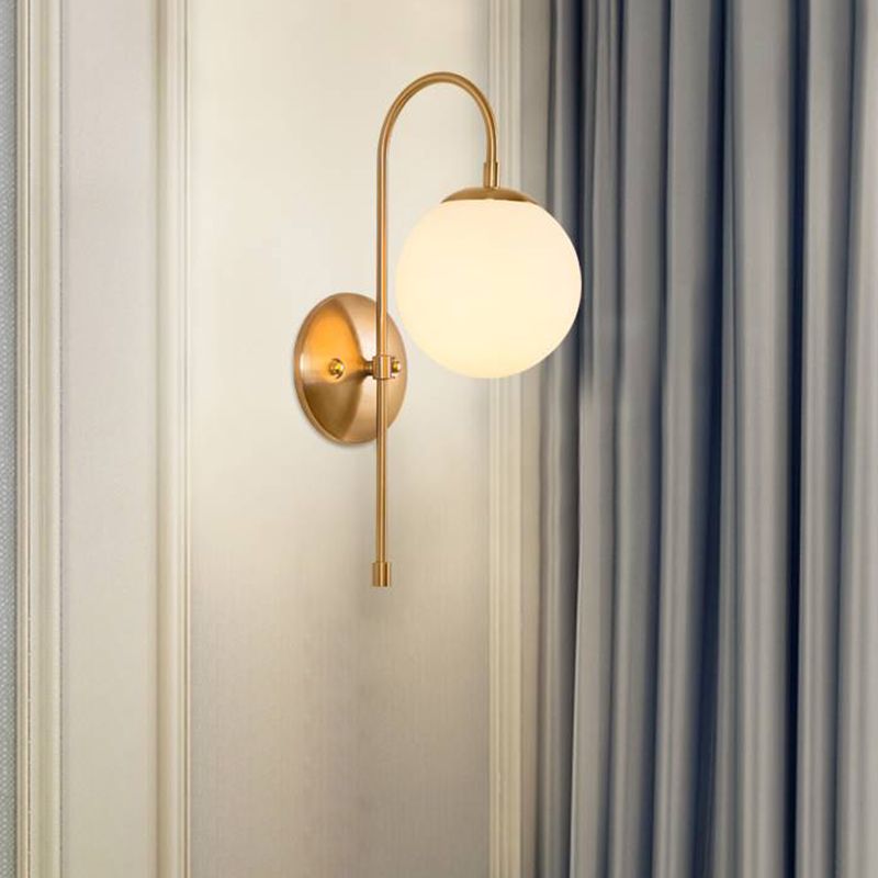 Contemporary Glass Shade Vanity Light Metal Wall Light Sconce for Washroom