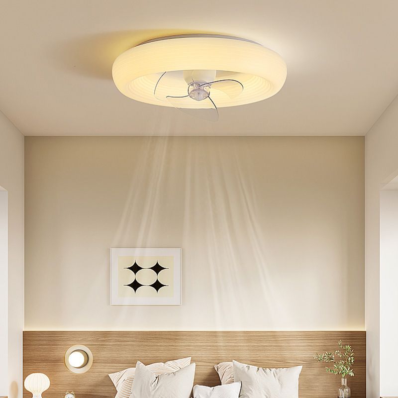 Modernism White Single Ceiling Fan Lamp LED Ceiling Fan Light with Acrylic