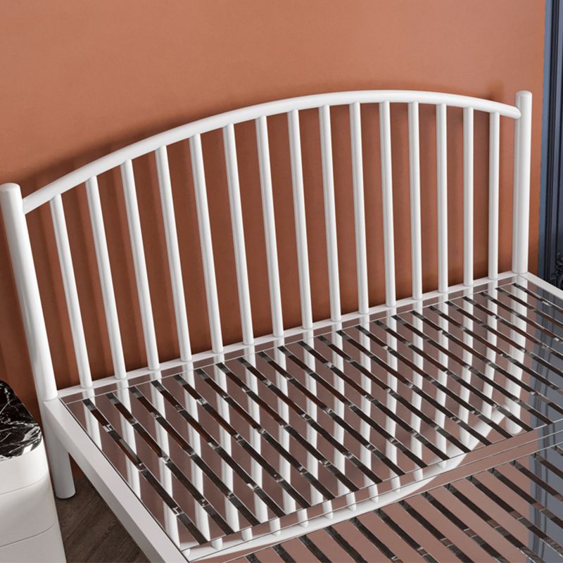 Contemporary Open-Frame Bed with Spindle Headboard in Stainless Steel