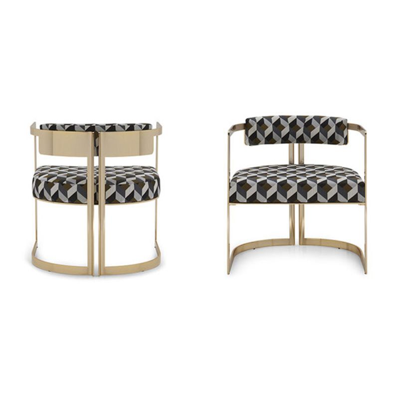Upholstered Arm Chair Modern Style Dining Chair with Metal Legs