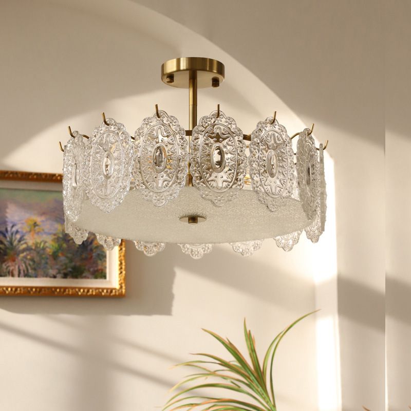 Contemporary Creative Ceiling Lamp Glass Shade Flush Mount Light Fixture