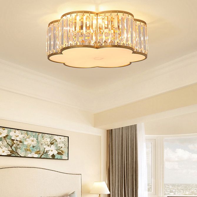 Modern Home Decor 5 Head E27 Flush Crystal Ceiling Lights for Sitting Room