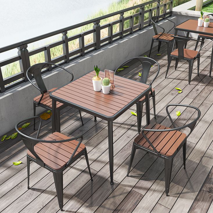 Outdoor Contemporary Coffee Table Metal Frame Rectangle Dining Table