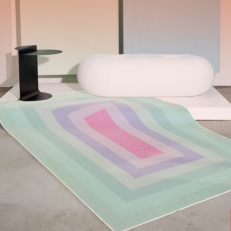 Light Green Minimalist Rug Plolyester Striep Area Rug Stain Resistant Rug for Home Decor