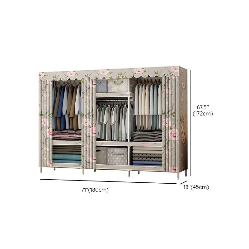 Contemporary Style Wardrobe Metal Bedroom Wardrobe Closet with Clothes Rail