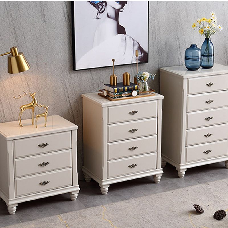 17.5" W Modern Storage Chest Dresser White Rubber Wood Storage Chest with Drawers