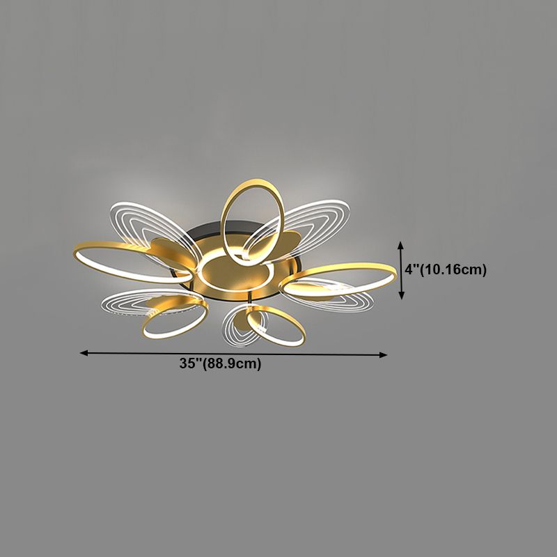 Forma de la flor de metal al ras del techo de techo moderno múltiples luces de montaje al ras en oro