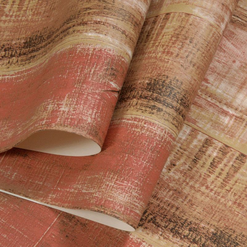 33' x 20.5" Retro Wallpaper Roll Coffee Shop Beachwood Wall Covering in Light Color, Easy to Remove