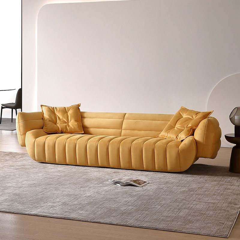 Tuxedo Arm Sofa Sewn Pillow Back Standard Seating in Orange
