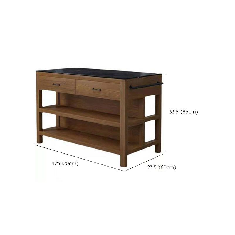 Dining Room Kitchen Island Table Open Storage Marble Prep Table