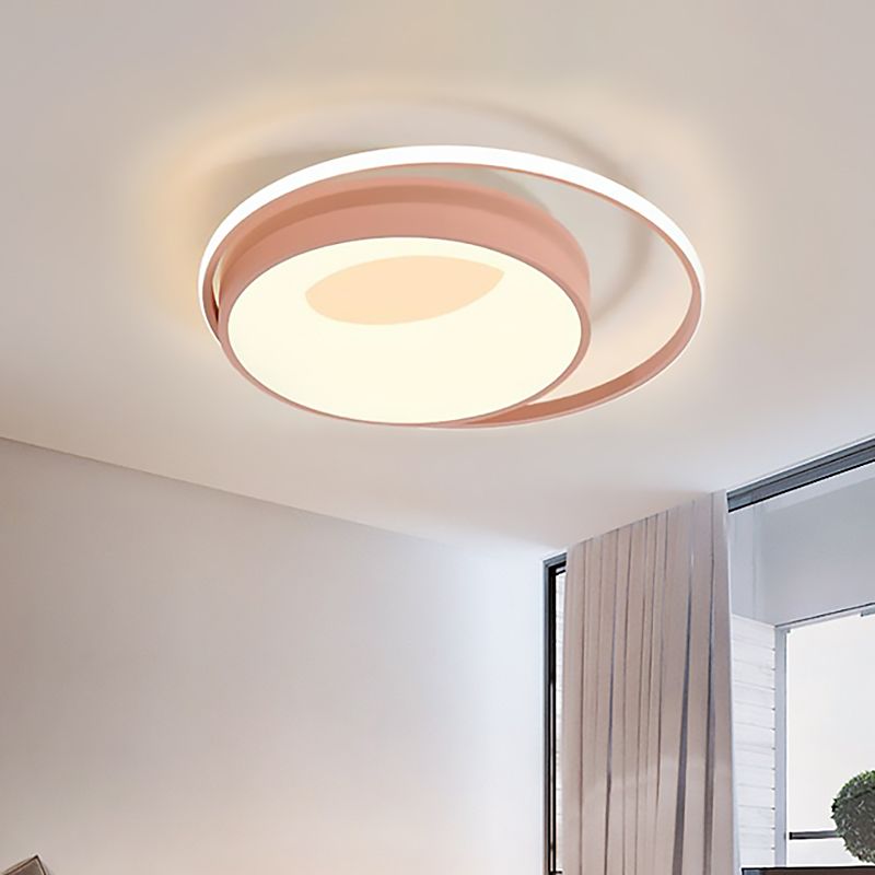 Lámpara de techo empotrada acrílica redonda moderna Led blanca/rosa/azul con luz cálida/blanca/neutra, 16 "/19,5" de ancho