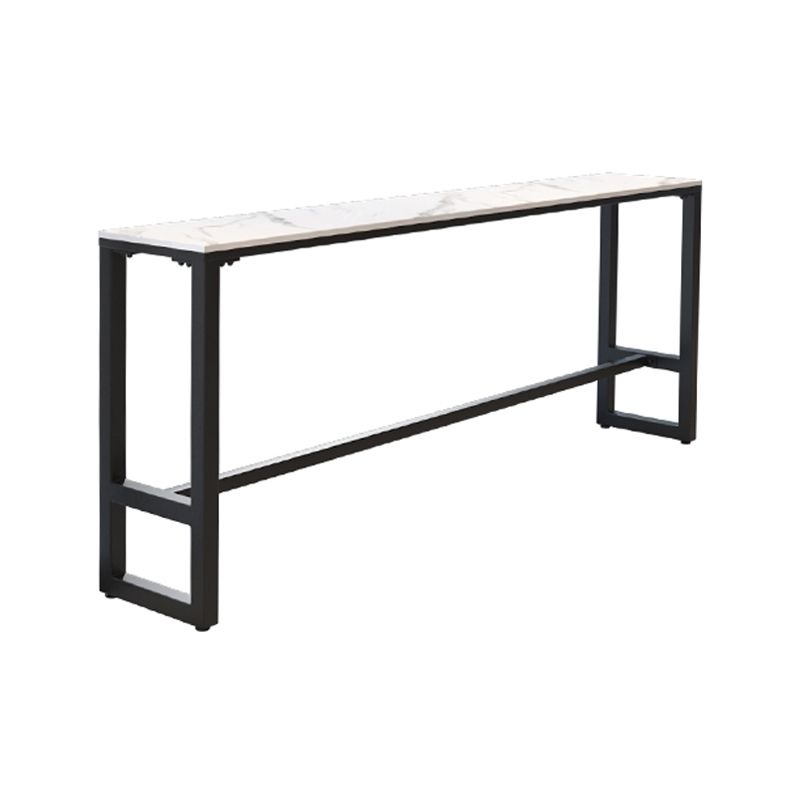 Industrial Black Iron Bar Table White Faux Marble Rectangle Top 41.3"H Bistro Table