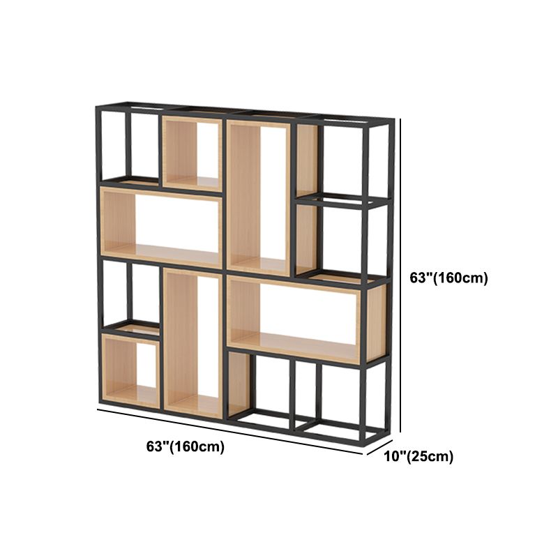 Industrial Open Etagere Bookshelf Iron Frame Solid Wood Shelf Bookshelf
