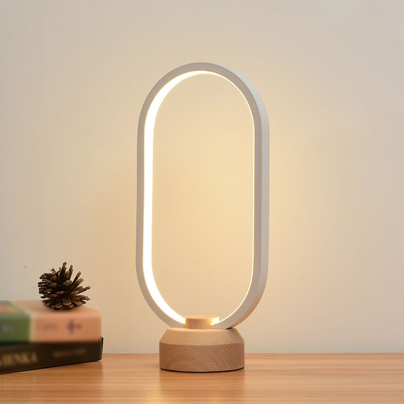 Moderne tafellamp met 1 licht met USB-poort lineair tafellicht voor slaapkamer