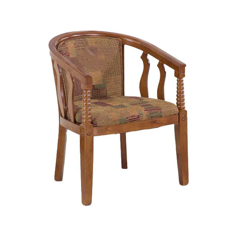 Traditional Arm Chair Upholstered Fabric Dining Chair with Wood Legs